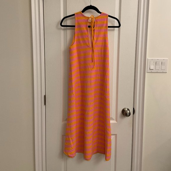 Zara Pink Orange Striped Sleeveless Midi Terrycloth Tank Dress Size S - Picture 7 of 12